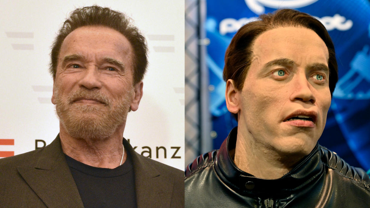 Promobot's Robo-C has been shown looking like Arnold Schwarzenegger. (Credit: Askin Kiyagan/Anadolu Agency/David Becker/Getty Images)