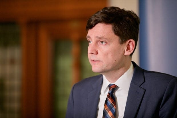 Housing Minister and Attorney-General David Eby says the province is exploring its options after the City of Penticton rejected the extension of a permit allowing a homeless shelter in the middle of the city. (MIke McArthur/CBC - image credit)