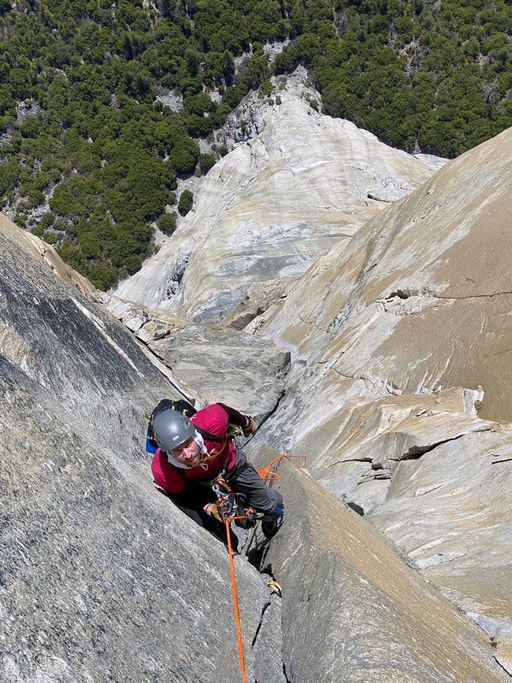 <span class="article__caption">Sean Allen climbs the “Nose” on El Cap with Russell Houghten.</span> (Photo: Russel Houghten)