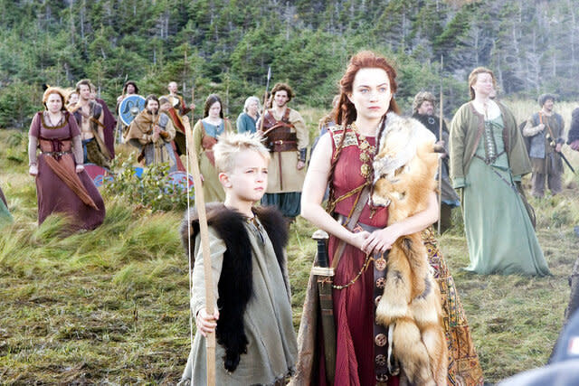 Sophia Myles (right) in Outlander (2008)