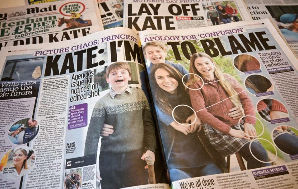 A tabloid story about the edited Mother's Day royal photo of Kate Middleton
