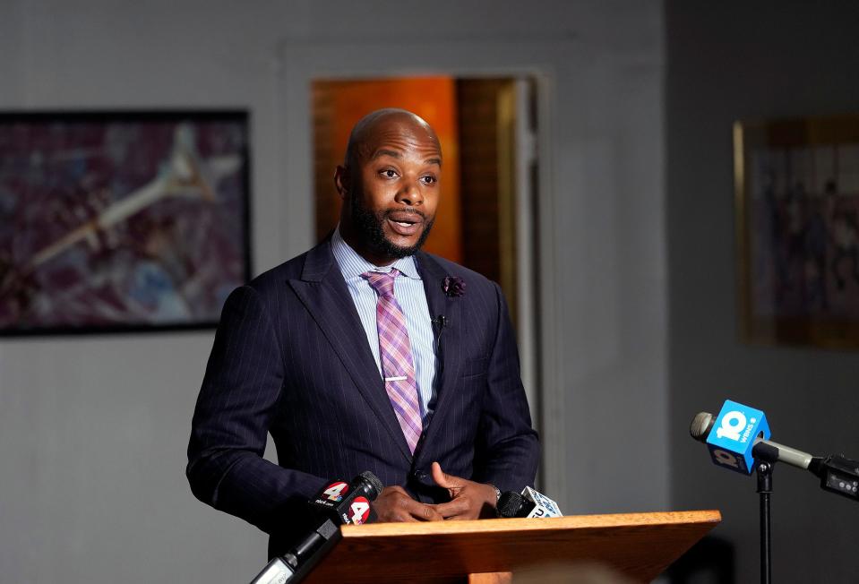 Columbus attorney Sean Walton speaks to the media during a press conference about the fatal police shooting of Ta'Kiya Young.