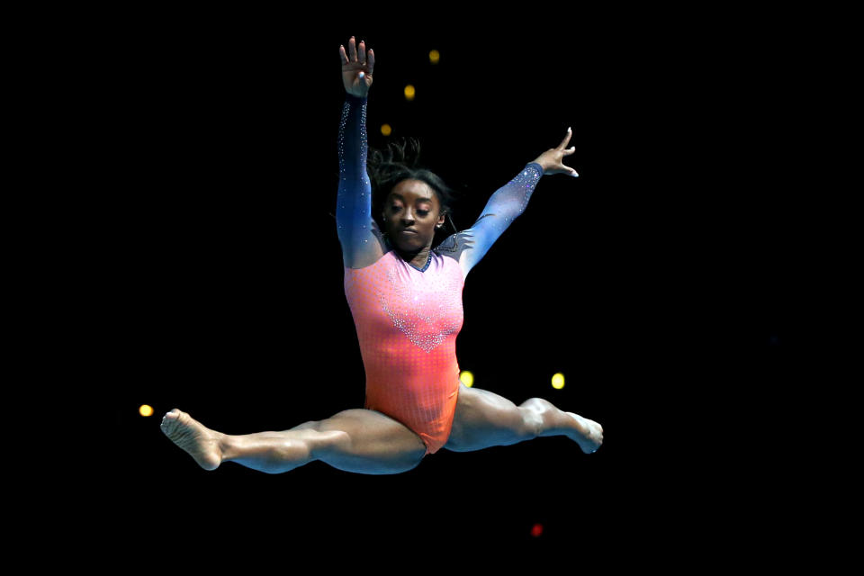 Simone Biles performs during the Gold Over American Tour.