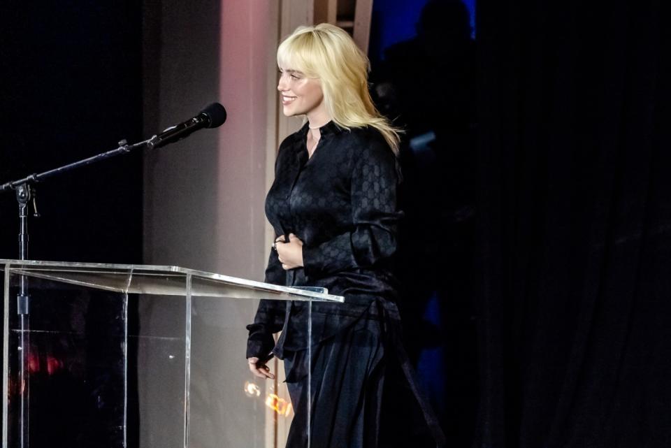 Singer Billie Eilish introduces Gustavo Dudamel and the L.A. Phil for the reopening concert.