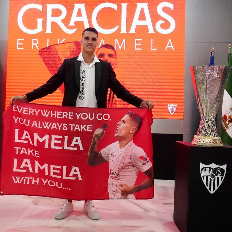 Erik Lamela, en su despedida de Sevilla