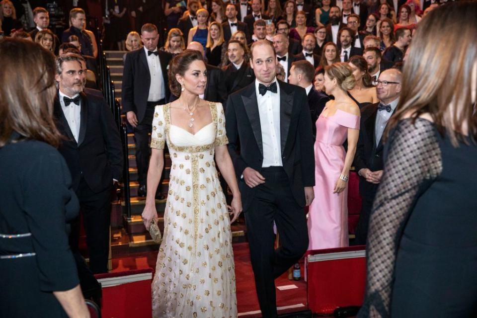 <p>The Duke and Duchess of Cambridge are the only people who could bring everyone at an awards show to their feet. As <a href="https://www.harpersbazaar.com/celebrity/latest/a26677723/why-royals-enter-rooms-based-on-rank/" rel="nofollow noopener" target="_blank" data-ylk="slk:protocol stands;elm:context_link;itc:0;sec:content-canvas" class="link ">protocol stands</a>, the royal couple must be the last to arrive and require a standing ovation when they enter the room. </p>