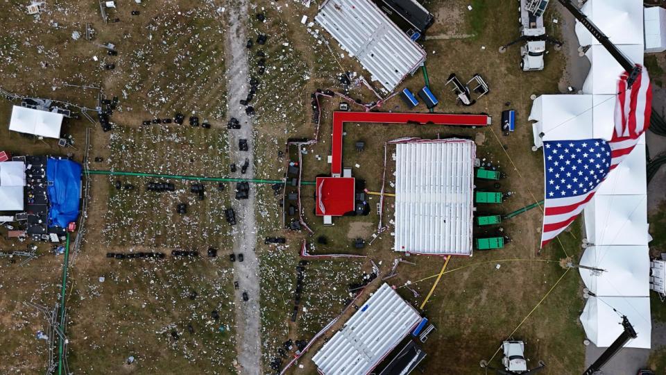 PHOTO: The Butler Farm Show, site of a campaign rally for Republican presidential candidate former President Donald Trump, is seen Monday July 15, 2024 in Butler, Pa. (Gene J. Puskar/AP)