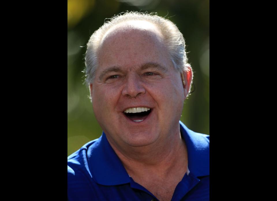 PALM BEACH GARDENS, FL - MARCH 15: Rush Limbaugh during the Els for Autism Pro-Am on the Champions Course at the PGA National Golf Club on March 15, 2010 in Palm Beach Gardens, Florida.  (Photo by David Cannon/Getty Images)