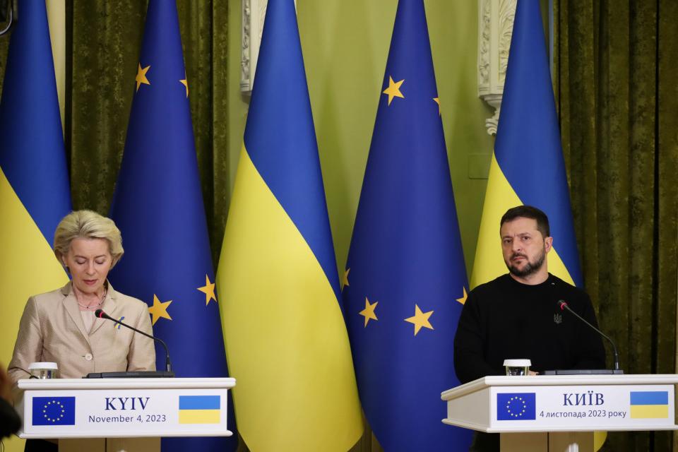 President Zelensky met Ursula von der Leyen, the Head of the EU Commission on Saturday (Global Images Ukraine via Getty)