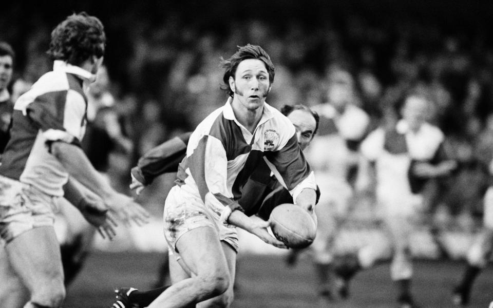 JPR Williams of Wales in action for the combined Wales & England team against the combined Ireland & Scotland team in 1980