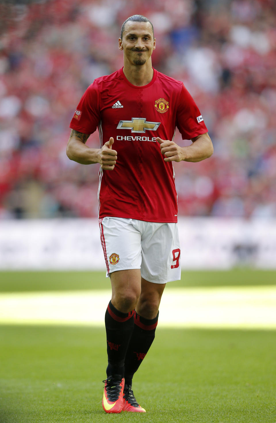 Football Soccer Britain - Leicester City v Manchester United - FA Community Shield - Wembley Stadium - 7/8/16 Manchester United's Zlatan Ibrahimovic Action Images via Reuters / Andrew Couldridge Livepic EDITORIAL USE ONLY. No use with unauthorized audio, video, data, fixture lists, club/league logos or "live" services. Online in-match use limited to 45 images, no video emulation. No use in betting, games or single club/league/player publications. Please contact your account representative for further details.