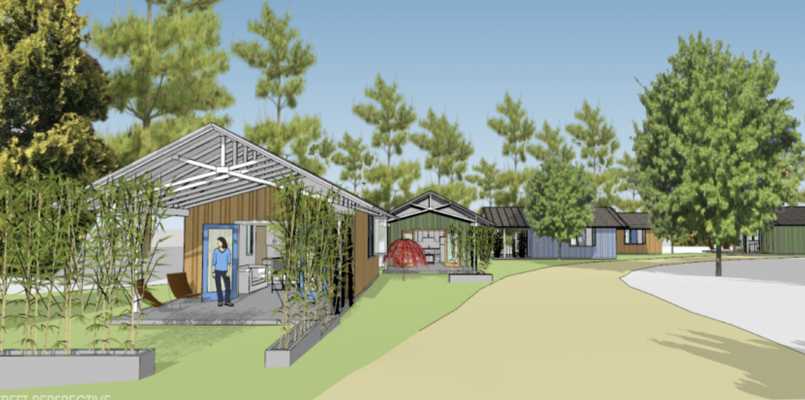 Rendering of the Tiny Homes Village project, costing $3.2 million. It’s a public-private partnership with the nonprofit and the UNC School of Social Work. Cary-based Garman Home is the homebuilder.