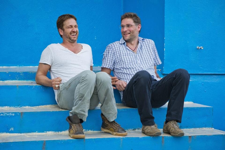 Gerard Butler with Mary’s Meals founder Magnus MacFarlane-Barrow (Chris Watt/PA)