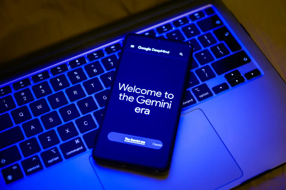 'Welcome to the Gemini era' slogan on Google DeepMind website is screened on a mobile phone for illustration photo. Gliwice,Poland on December 27, 2023. (Photo by Beata Zawrzel/NurPhoto via Getty Images)