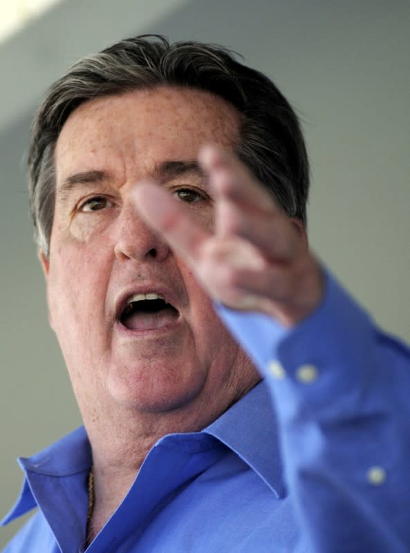 United Auto Workers Region 9 Director Joe Ashton engages the crowd during a rally to save American jobs in Lockport, New York