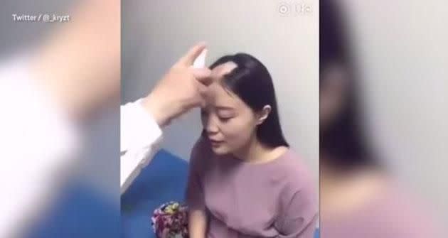 The woman has reportedly since seen a doctor, and her hair will eventually grow back. Photo: Twitter