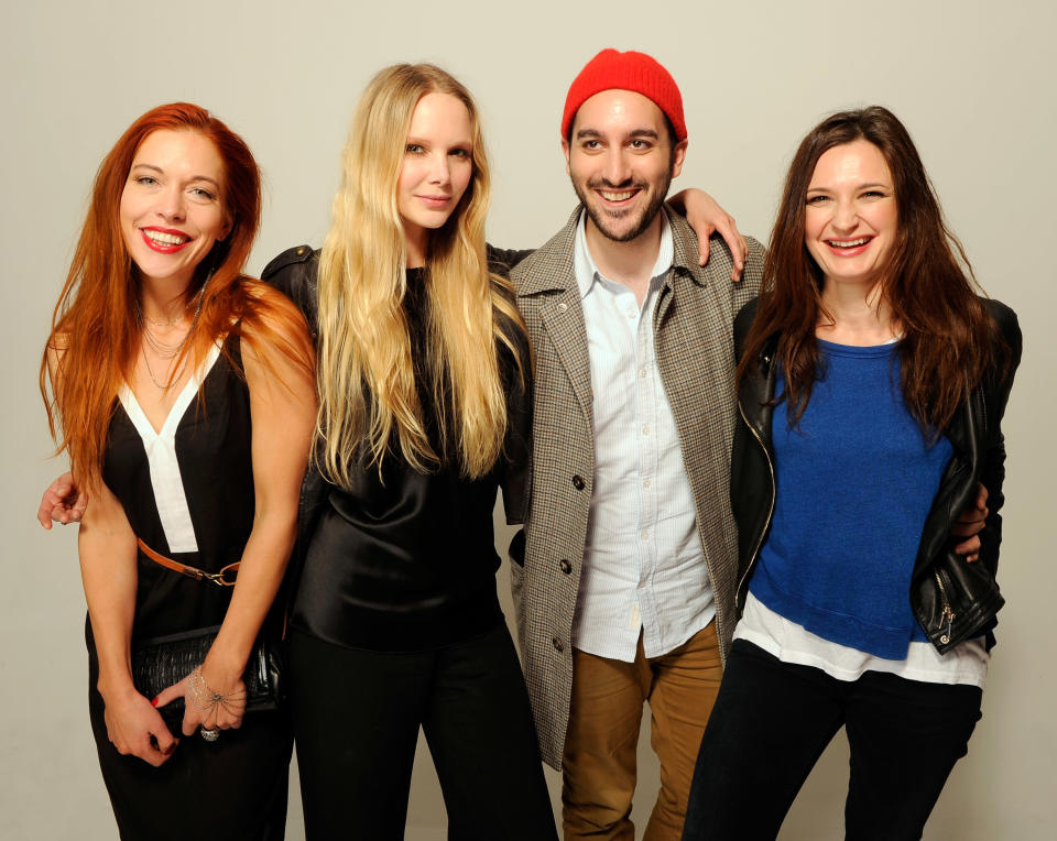 NEW YORK, NY - APRIL 25: (L-R) Actress Yohanna Idha, actress Mia Mountain, writer/director Levan Akin and writer/actress Lisa Ostberg of the film 'Certain People' visit the Tribeca Film Festival 2012 portrait studio at the Cadillac Tribeca Press Lounge on April 25, 2012 in New York City. (Photo by Larry Busacca/Getty Images)