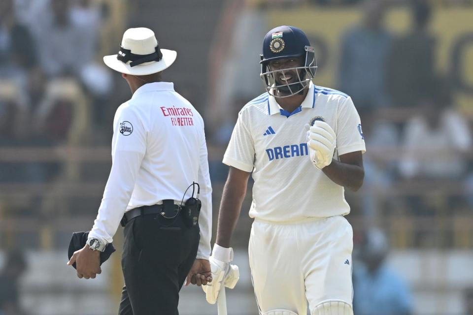 Ravichandran Ashwin (right) was informed by umpire Joel Wilson of the penalty (Getty Images)