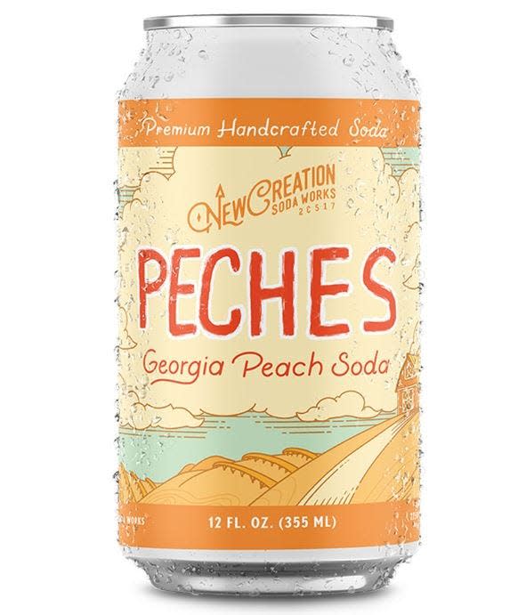 Peches is a new craft soda produced by New Creation Soda Works that uses Georgia-grown peaches.