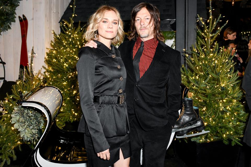 Diane Kruger and Norman Reedus arrive at Chanel’s party to celebrate the debut of Chanel N°5 in the Snow at the Standard High Line on Tuesday in N.Y.C..