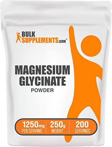 BulkSupplements.com Magnesium Glycinate Powder - Pure Magnesium Glycinate - Magnesium Bisglycinate Powder - Magnesium Glycinate for Sleep - 1250mg (225mg Magnesium) per Serving (250 Grams - 8.8 oz)