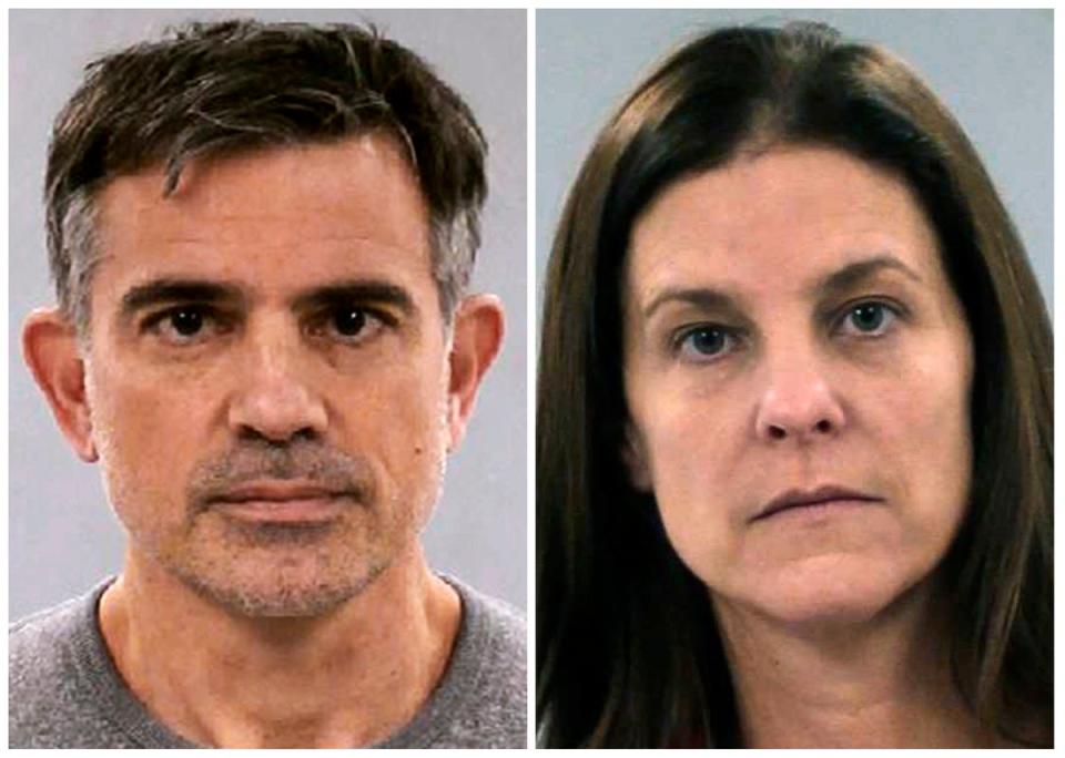 Fotis Dulos and Michelle Troconis in their 2019 booking photos (AP)