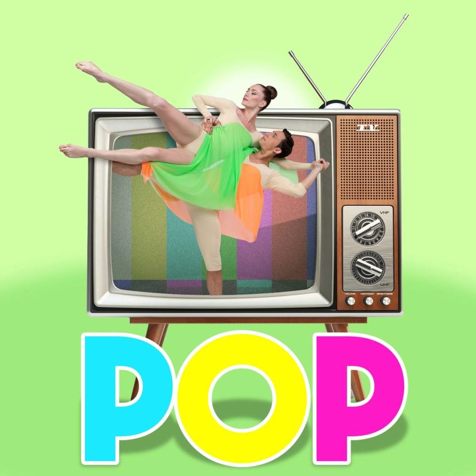 Imagen promocional diseño de Larry Chidsey, con Jenny Hegarty y Dariel Milan en “Pop”.