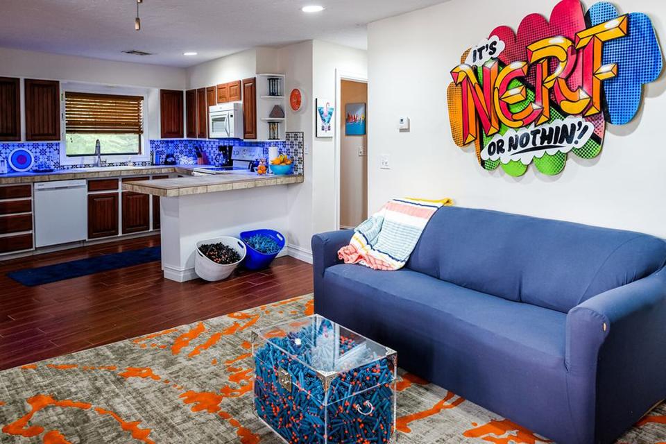 The living room at the Nerf House