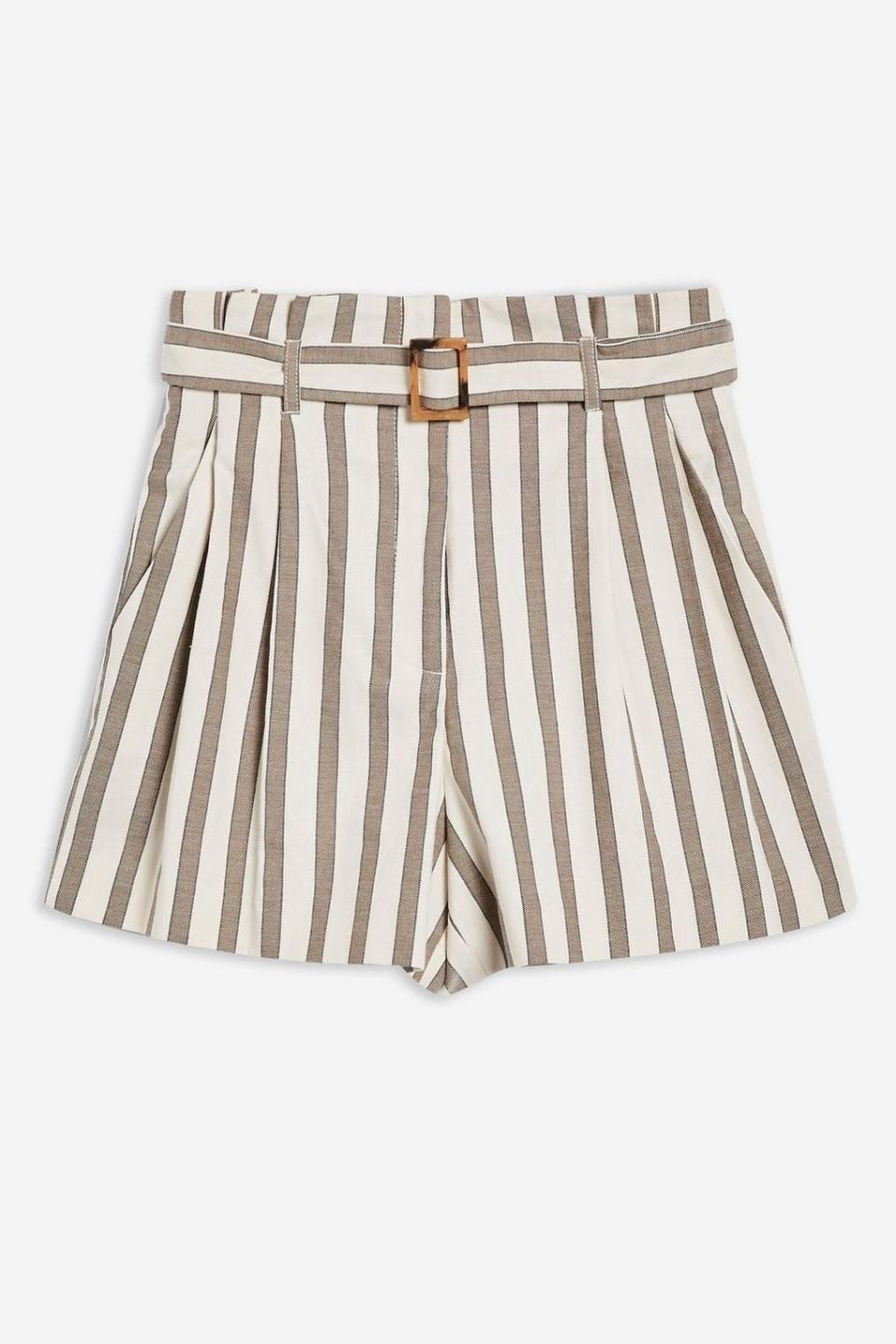 Topshop Taupe Striped Shorts, £36