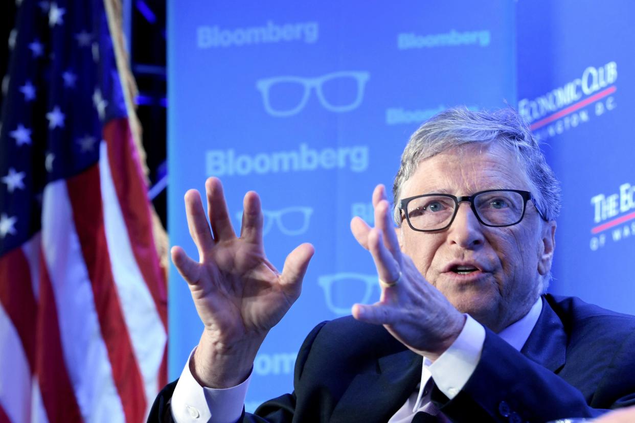 El fundador de Microsoft y uno de los hombres más ricos del planeta, Bill Gates, durante una charla en Washington. (EFE).