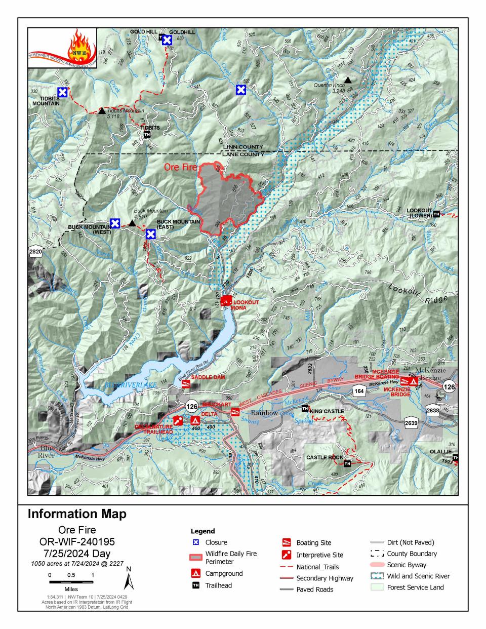 Ore Fire information map.