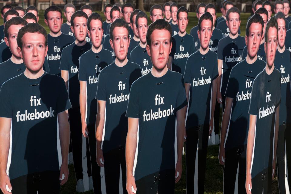 mark zuckerberg protest fake accounts face