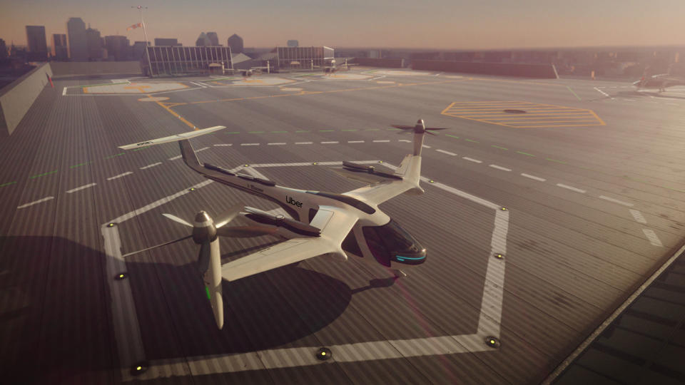 Pictured: An Uber Air electric air taxi. Source: Uber