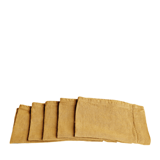 6) Set of 5 Mustard Linen Hand Towels