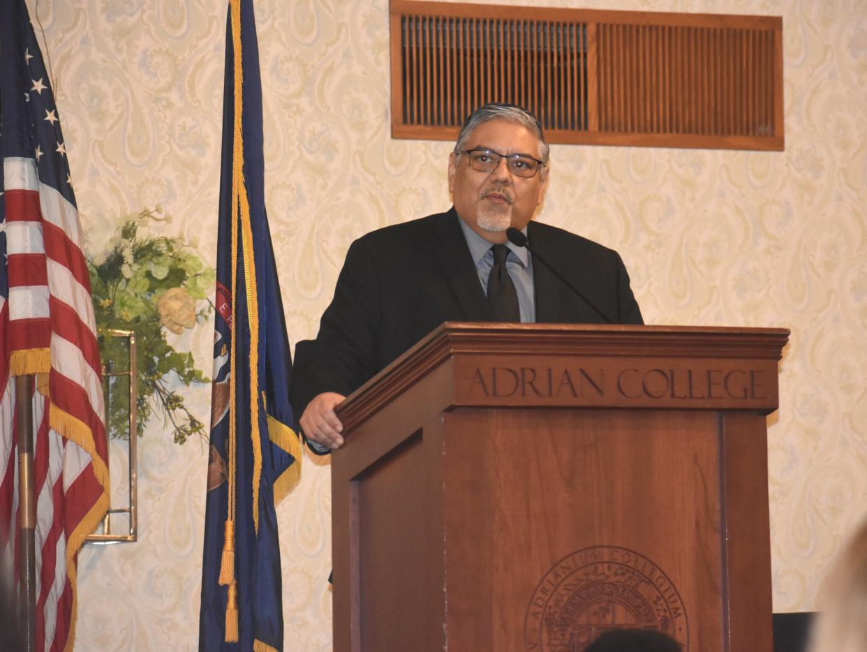 Lifelong Adrian resident, community advocate and volunteer Rudy Flores, was one of two community members to earn the 2024 Community Service Award Monday, Jan. 15, 2024, during Adrian's annual Martin Luther King Jr. Day Celebration. The other awardee was Sister Patricia Harvat, O.P., a member of the Adrian Dominican Sisters.