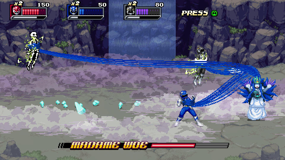 pixel art power rangers doing battle with foes in Mighty Morphin Power Rangers Rita's Rewind