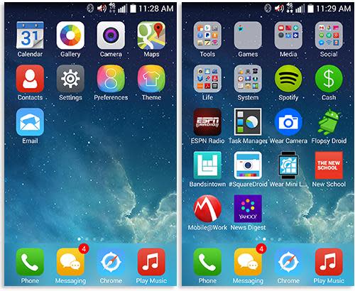 Phones displaying iOS 8