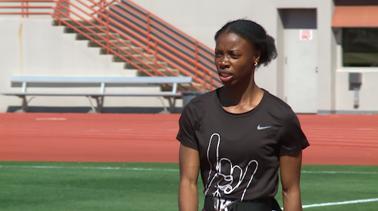 Ackelia Smith has been building momentum with some of her best long and triple jump distances to date. She hopes to compete in the Olympics for Jamaica. (KXAN Photo/Jala Washington)