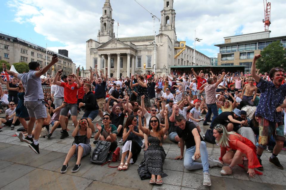 England fans celebrated across the nation as their team reached a first World Cup semi-final since Italia 90