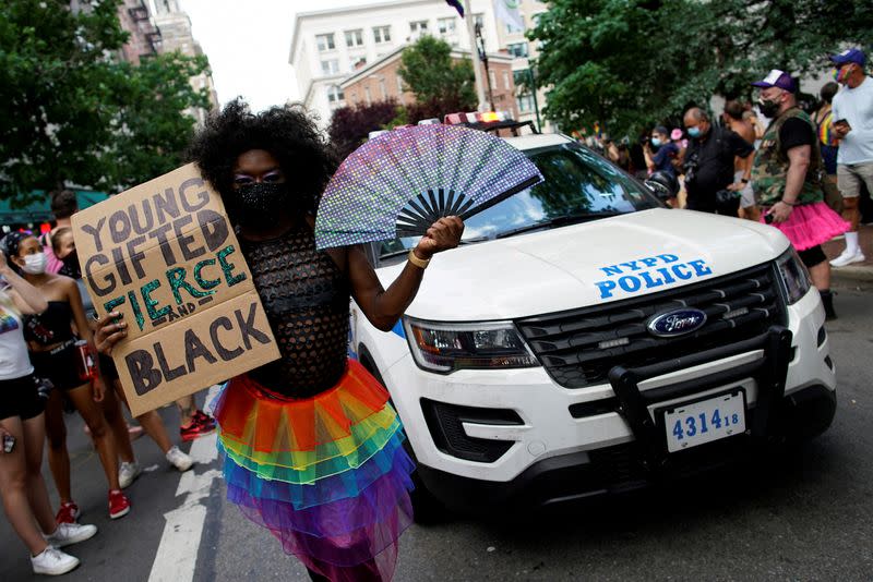 FILE PHOTO: Joint LGBTQ and Black Lives Matter march in New York City