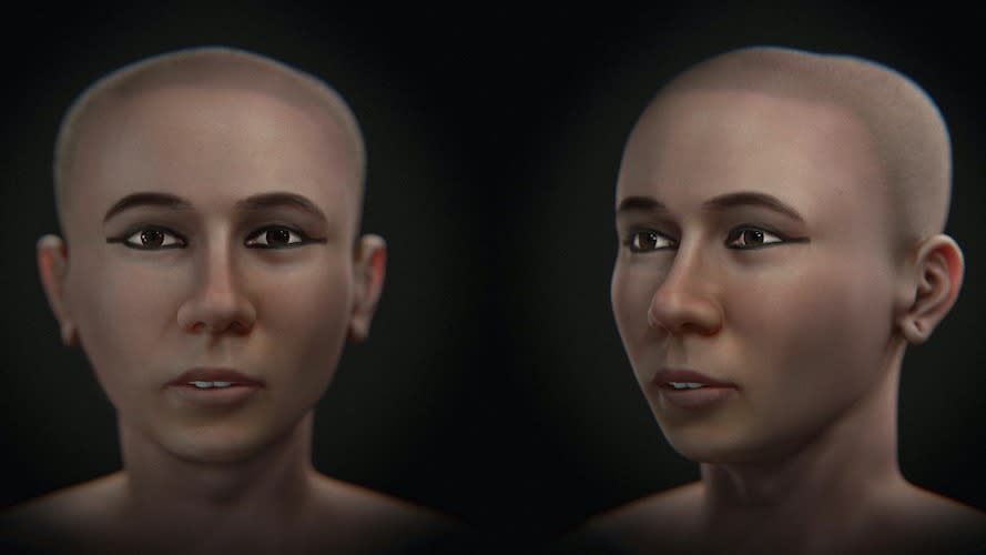  A side-by-side view of a facial approximation of King Tut.  