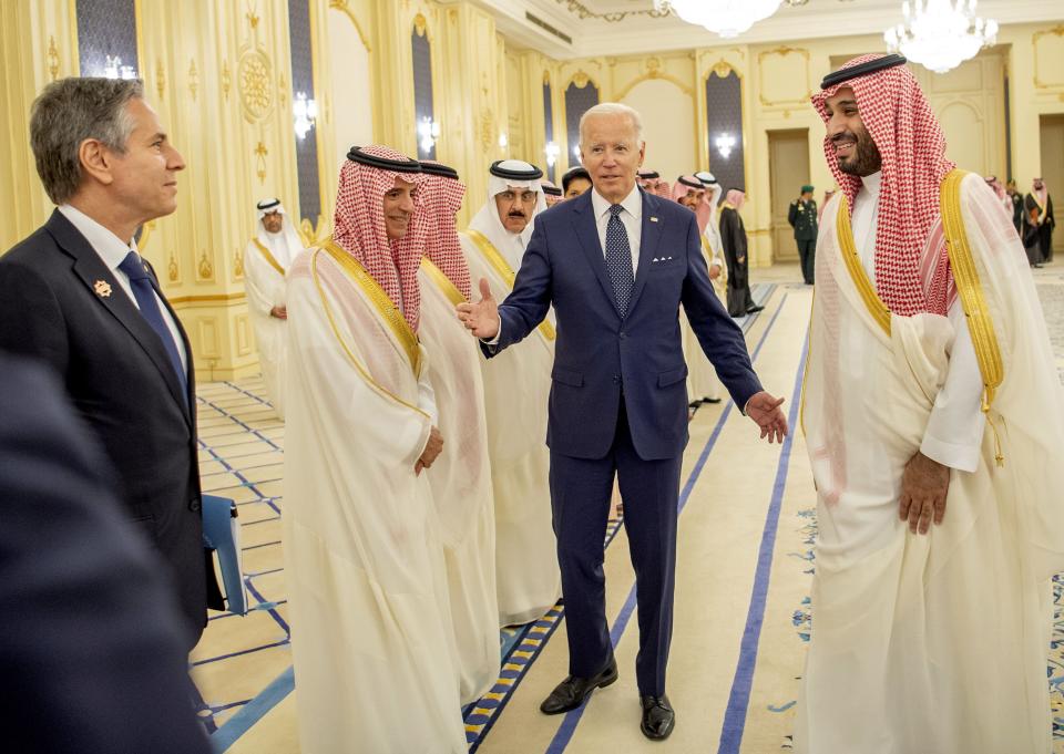 Secretary of State Antony Blinken, President Joe Biden, and Crown Prince Mohammed bin Salman (EPA)