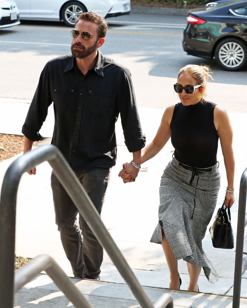 Ben Affleck and Jennifer Lopez run errands across Los Angeles, Aug. 24. - Credit: P&P/MEGA