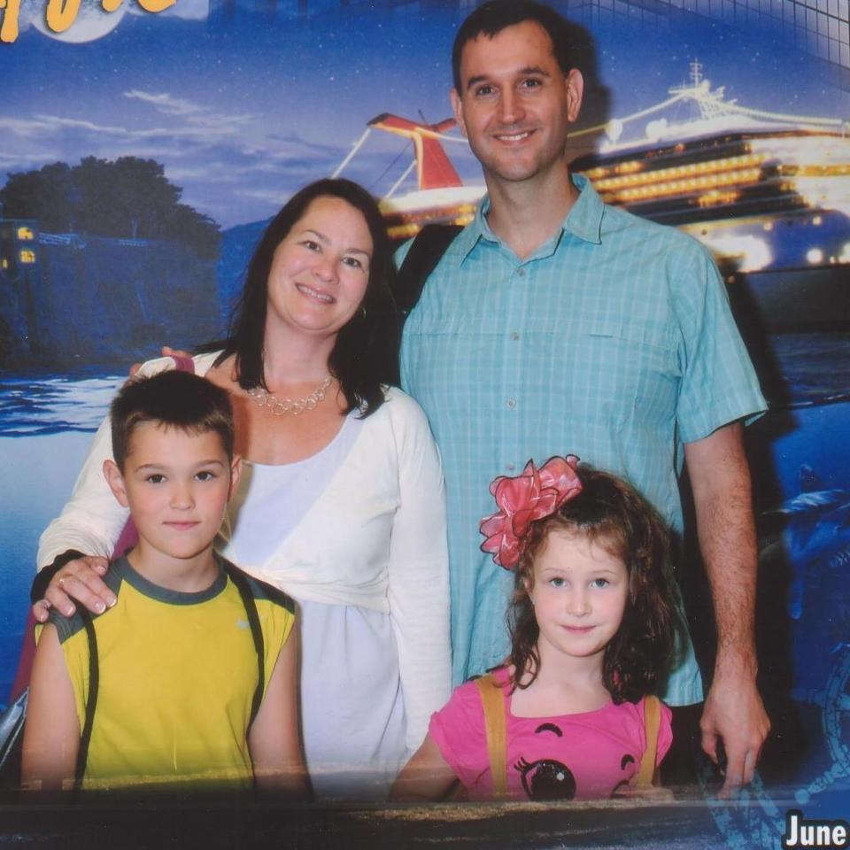 From left, Guy, JoAnn, Joel, and Charlotte Bacon. Charlotte was killed during the Sandy Hook school shooting on Dec. 14, 2012. (Photo: Courtesy of the Bacon family)