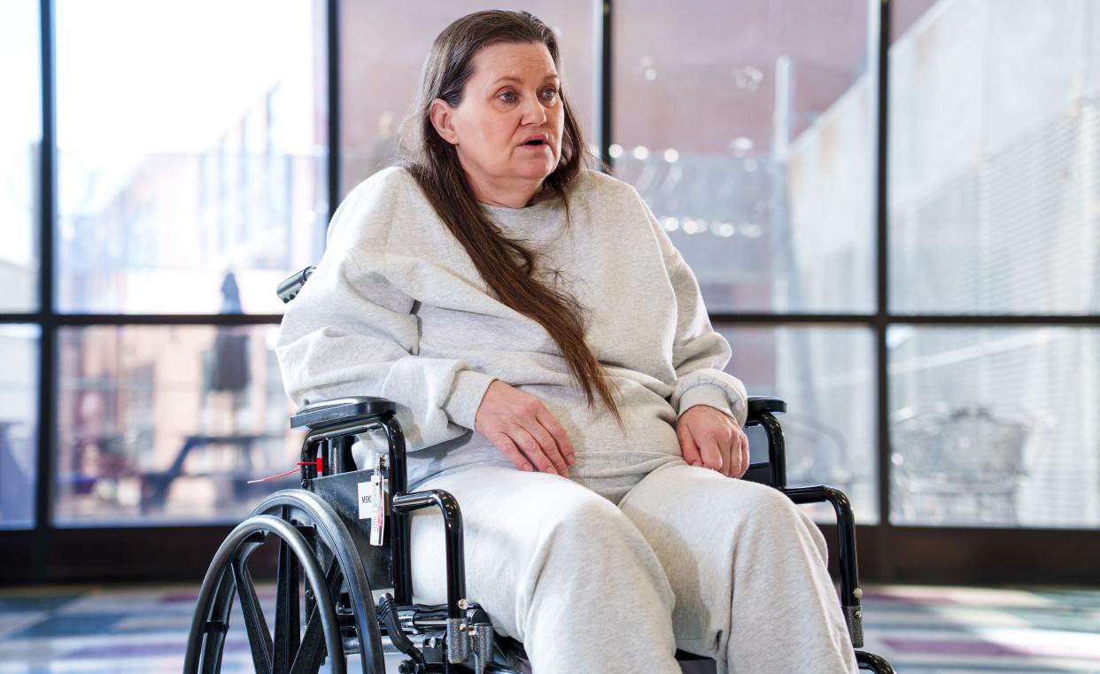 Angela Elliott, who is serving a 40-year sentence at the Indiana Women's Prison in Indianapolis, has asked the courts for early release, with no luck. She says her need for a wheelchair and the time she's already spent for dealing methamphetamine should be considered. "I aged and when you age, you grow. And I've grown as a person," she said. "I mean, we're just rotting away in here."