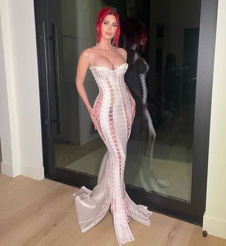 Megan Fox Beats Kardashians at Their Own Sexy Style Game in Naked Corset  Dress at Annual Christmas Eve Bash