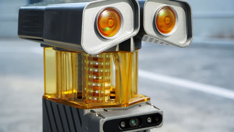 A view of a mosquito-trapping robot used by LHN group, which runs the Coliwoo hotel chain, inside a hotel in Singapore