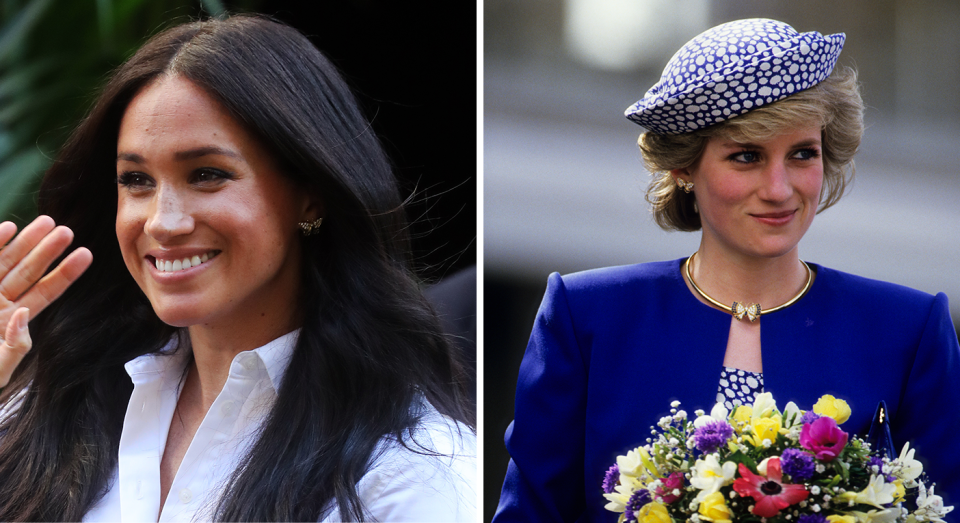 Meghan Markle wore Princess Diana's earrings to the launch of the Smart Works collection [Photo: Getty Images]