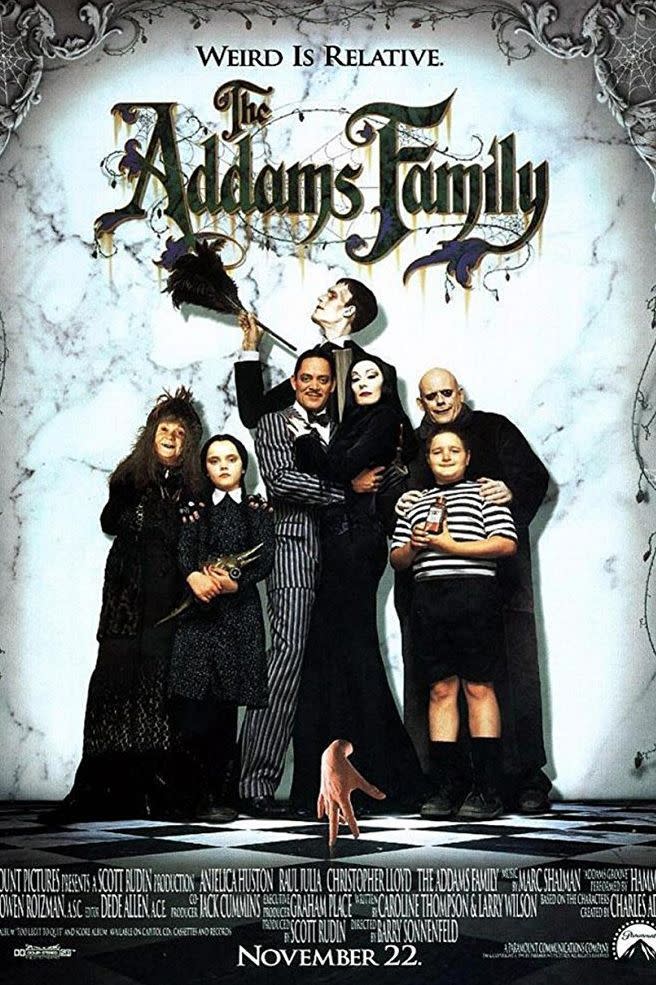 <p>The spooky Addams family tries to determine whether a member of the family, Fester, is actually who he says he is. In the meantime, viewers gain insight into the rest of the eclectic family over the course of the quirky film.</p><p><a class="link " href="https://www.amazon.com/Addams-Family-Christopher-Lloyd/dp/B000XVK30S?tag=syn-yahoo-20&ascsubtag=%5Bartid%7C10070.g.3104%5Bsrc%7Cyahoo-us" rel="nofollow noopener" target="_blank" data-ylk="slk:Watch on Amazon;elm:context_link;itc:0;sec:content-canvas">Watch on Amazon</a></p>