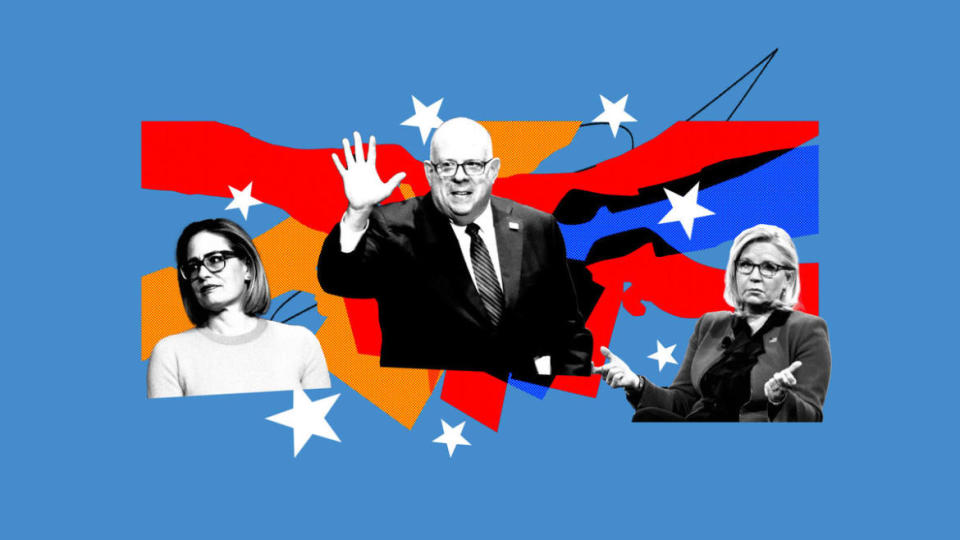 <div class="inline-image__caption"><p>Kyrsten Sinema, Larry Hogan, and Liz Cheney.</p></div> <div class="inline-image__credit">Photo Illustration by Luis G. Rendon/The Daily Beast/Getty</div>